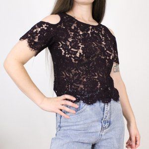 *Eclipse Purple Lace Cold Shoulder Top